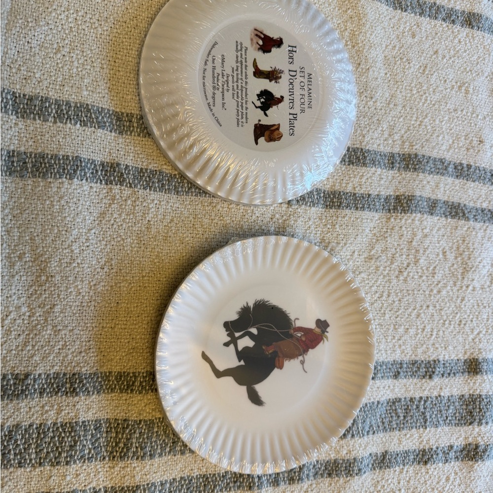 Melamine Hors D'ovueres Western Cowboy Party Plates by - White
